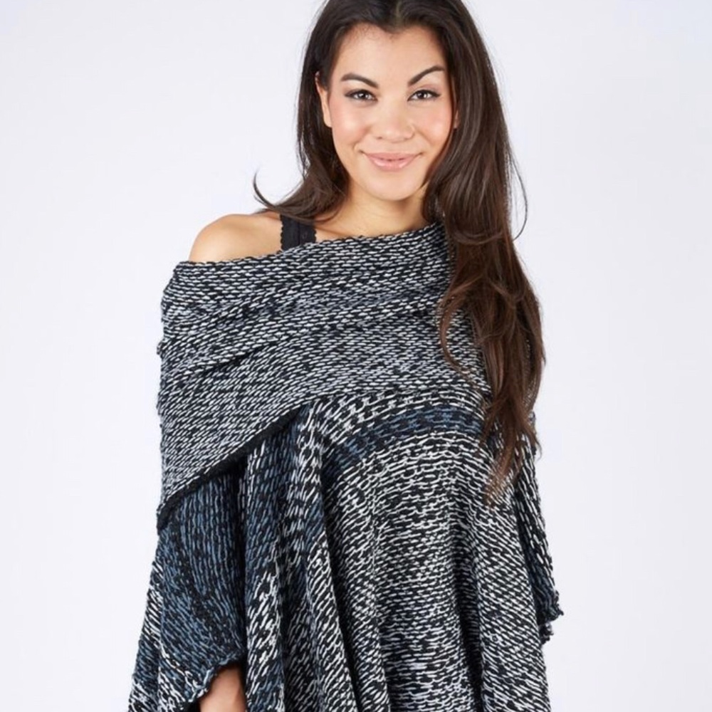 Lovestitch Marled Stripe Poncho